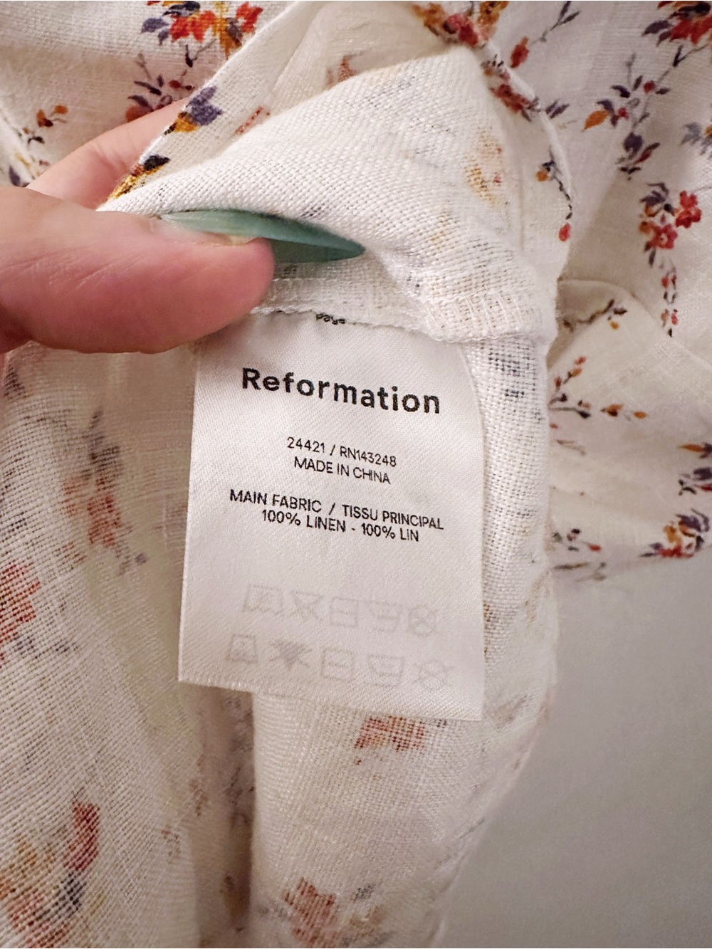 Reformation White Floral Mini Dress with Red and Blue Accents - Picture 4 of 7